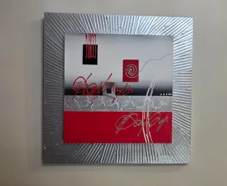 Cuadro moderno plata y rojo