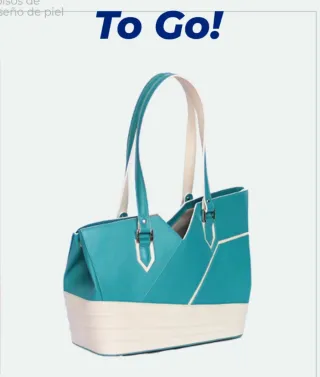 Bolso de Piel Teal y Blanco