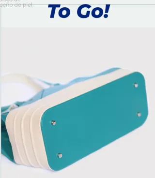 Bolso de Piel Teal y Blanco