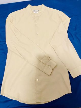 Camisa Zara Beige Manga Larga