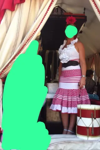 Falda flamenca rosa fucsia y blanca