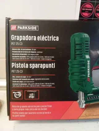 Pistola de clavos grapadora parkside cable