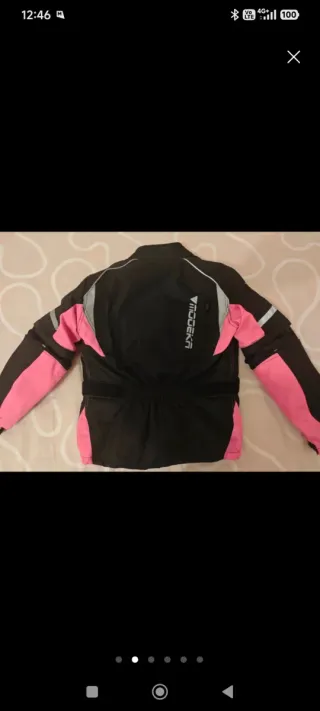 Traje de moto infantil de cordura negro y rosa