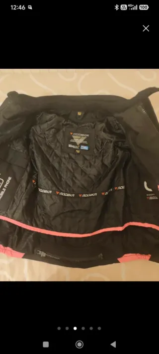 Traje de moto infantil de cordura negro y rosa