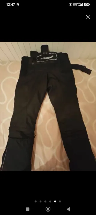 Traje de moto infantil de cordura negro y rosa