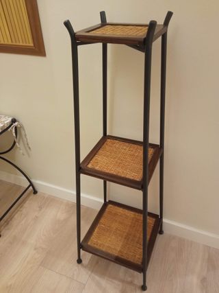 Estantería rinconera de pie madera y metal rustica