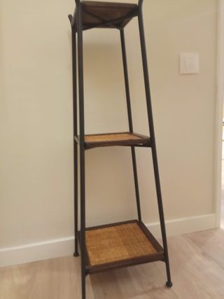 Estantería rinconera de pie madera y metal rustica