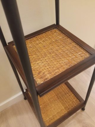 Estantería rinconera de pie madera y metal rustica