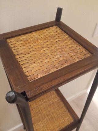 Estantería rinconera de pie madera y metal rustica