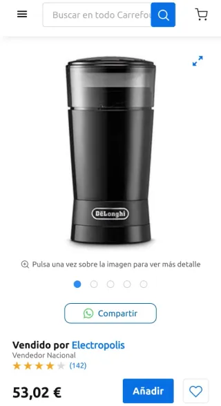 Molinillo DeLonghi KG200 Acero Inox