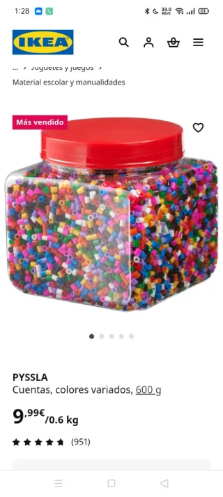 Bote cuentas Pyssla IKEA con 4 bases