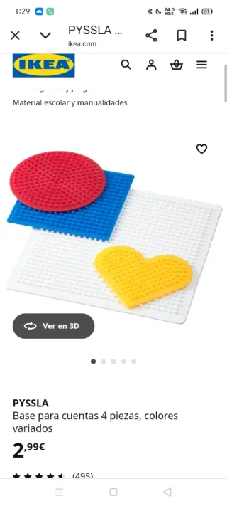 Bote cuentas Pyssla IKEA con 4 bases