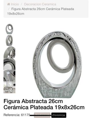 Figura decorativa cerámica abstracta dorada y plat