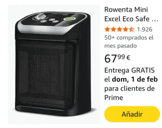 Calefactor Rowenta Mini Excel Eco Safe 1800W