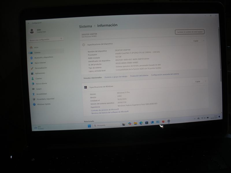 Dell Pantalla 4K i7 Ram 16Gb Precision M3800 W11 afbeelding 4
