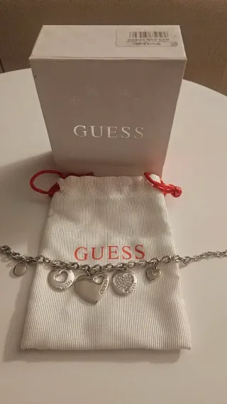 Pulsera Guess Plata Corazones Original