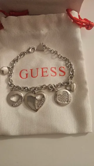 Pulsera Guess Plata Corazones Original