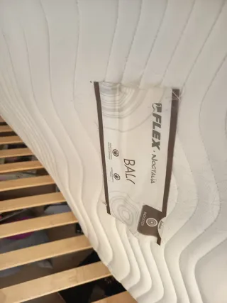 Cama de madera con somier y colchón