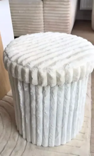 Puff asiento almacenamiento suave blanco NUEVO.