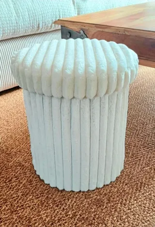 Puff asiento almacenamiento suave blanco NUEVO.