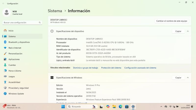 W11 PRO en SSD M.2-NVME 256GB Lenovo