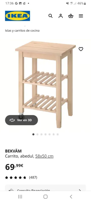 Carrito auxiliar cocina Bekväm madera abedul rueda