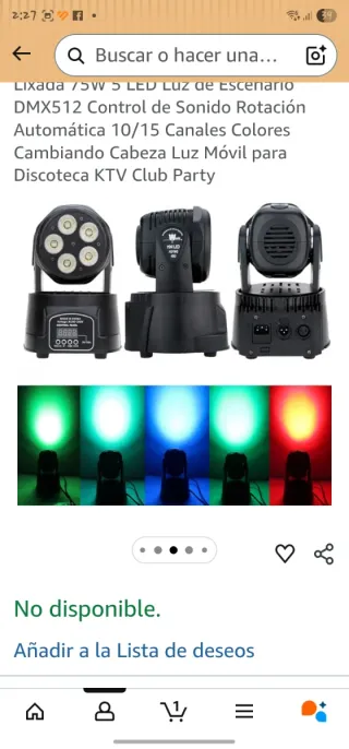 2 focos Lixada 75W 5 LED Luz Escenario DMX512