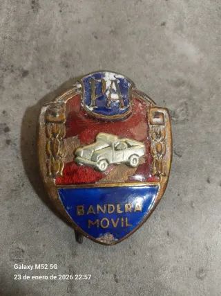 Antigua Placa Militar Bandera Móvil Insignia