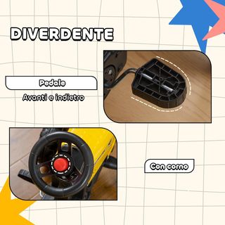 Tractor a Pedales para Niños a Partir de 3 Años con Remolque, Rastrillo y Pala, Coche de Jugar con Claxon, Amarillo