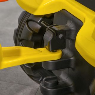 Tractor a Pedales para Niños a Partir de 3 Años con Remolque, Rastrillo y Pala, Coche de Jugar con Claxon, Amarillo