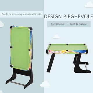 Mesa de Juego 4 en 1 para Futbolín, Billar, Air Hockey y Ping Pong con Accesorios Incluidos, Mesa Multijuego Plegable en MDF y Plástico, Multicolor
