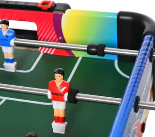 Mesa de Juego 4 en 1 para Futbolín, Billar, Air Hockey y Ping Pong con Accesorios Incluidos, Mesa Multijuego Plegable en MDF y Plástico, Multicolor