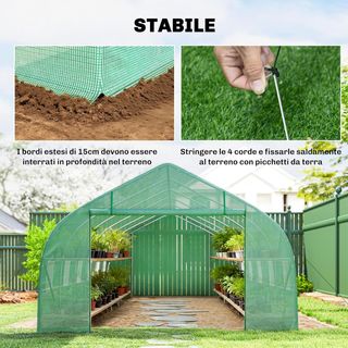 Invernadero de Jardín en Túnel 8X3X2 M con Puerta Enrollable, Invernadero para Huerto en Punta con 12 Ventanas, Cubierta de PE y Estructura de Acero, Verde