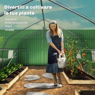 Invernadero de Jardín en Túnel 8X3X2 M con Puerta Enrollable, Invernadero para Huerto en Punta con 12 Ventanas, Cubierta de PE y Estructura de Acero, Verde