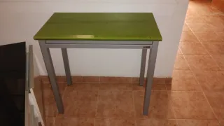 Mesa cristal verde cocina ampliable 45x80 sin abri