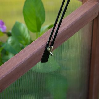 Mini Invernadero de Jardín Elevado para Huerto para Plantas Estructura de Madera y Policarbonato con Techo Abatible e Inclinado, 90X50X93Cm