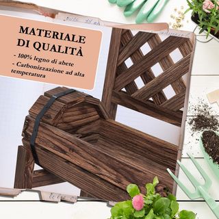 Huerto Elevado Exterior de 2 Niveles con Orificios de Drenaje, Enrejado y 2 Cilindros, Jardín Exterior de Madera de Abeto, 42X49X80 Cm, Marrón Carbonizado