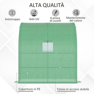 Invernadero de Pared para Plantas y Flores, Invernadero de Jardín con 2 Estantes, en Acero y PE, 200X100X215Cm