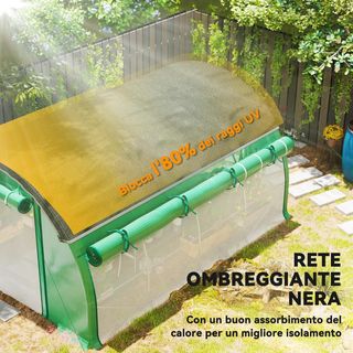 Invernadero de Jardín en Túnel 4X3X2 M con Red Sombreante, Invernadero para Huerto 8 Ventanas, 2 Puertas y Paredes Laterales Enrollables, Estructura de Acero y Cubierta PE, para Verduras Flores, Verde