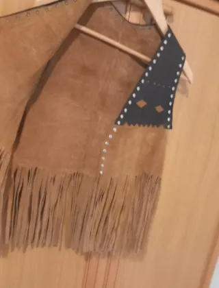 Chaleco vintage piel auténtica flecos