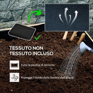 Jardín con Orificio de Drenaje y Funda de Tela No Tejida, Jardín de Madera de Abeto con Ruedas, 89X48X47 Cm, Color Madera