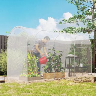 Cubierta para Invernadero en PP 150G/M² 6X10 M, Tela de Repuesto para Invernaderos de Túnel anti UV e Impermeable, Recubrimiento de Plástico, Transparente