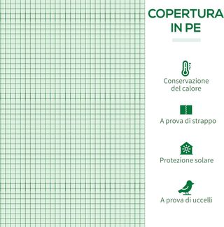 Invernadero de Jardín en PE y Acero con 4 Estacas, 2 Ventanas Laterales y Cubierta Superior Reforzada, 200X77X148-169Cm