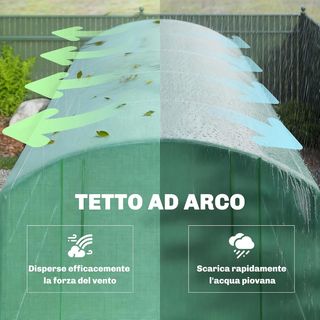 Invernadero de Túnel 6X3X2 M Con 3 Puertas Enrollables, 6 Ventanas, Estacas y Cuerdas, Invernadero de Jardín para Huerto y Plantas de Acero Galvanizado y PE, Verde