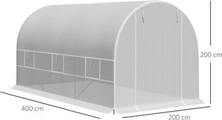 Invernadero de Jardín en Túnel 4X2X2 M con Puertas Enrollables y Ventanas, Invernadero para Huerto con 4 Refuerzos Diagonales, Estructura de Metal y Cubierta de PE, para Huerto de Verduras y Flore...