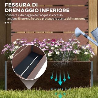 Jardinera Exterior Con Espaldera de Listones, Huerto Elevado Con Rejilla para Plantas Trepadoras, 72X38X150Cm, Marrón Claro