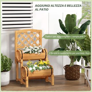 Jardinera Vertical Exterior Media Barrica, Jardinera Elevada Con Enrejado de Madera de Abeto, 45X45X80 Cm