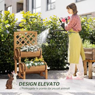 Jardinera Vertical Exterior Media Barrica, Jardinera Elevada Con Enrejado de Madera de Abeto, 45X45X80 Cm