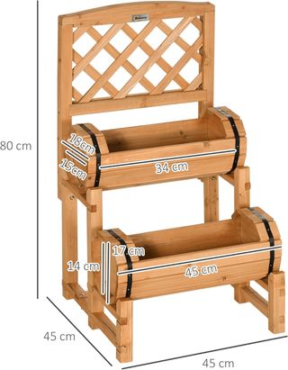 Jardinera Vertical Exterior Media Barrica, Jardinera Elevada Con Enrejado de Madera de Abeto, 45X45X80 Cm