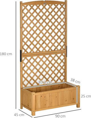 Cama para Huerto Elevada de Exterior con Rejilla, Jardín de Exterior con Orificios de Drenaje en Madera de Abeto, para Flores y Verduras, para Jardín y Balcón, 90X45X180 Cm, Amarillo